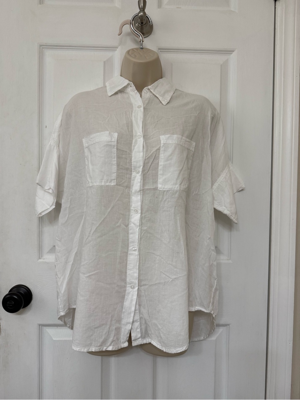 NWT Sundry White Sheer Button Front Beach Shirt Top Large - Picture 3 of 9